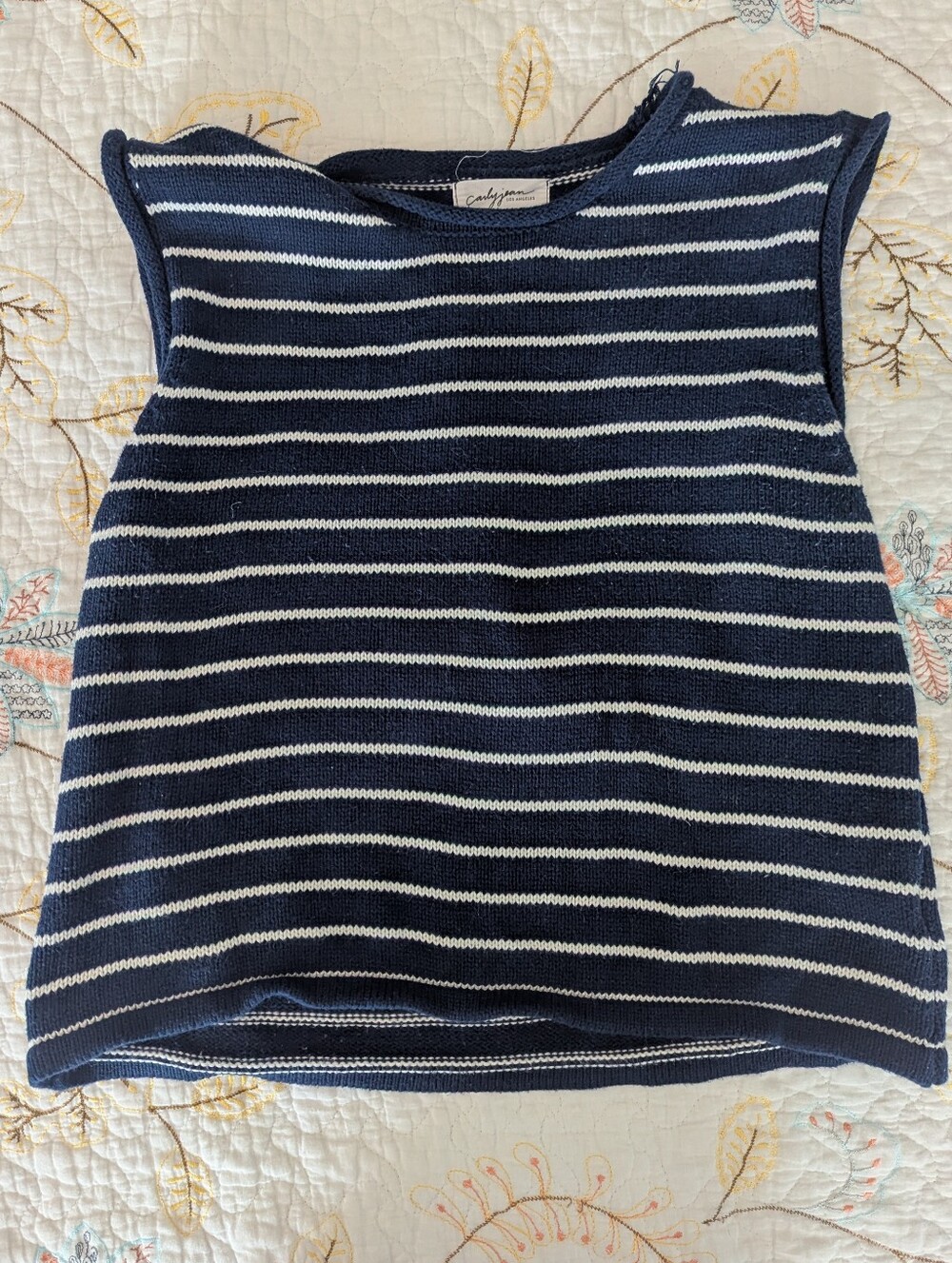 100% Cotton CJLA Knit Navy And White Striped Tank
